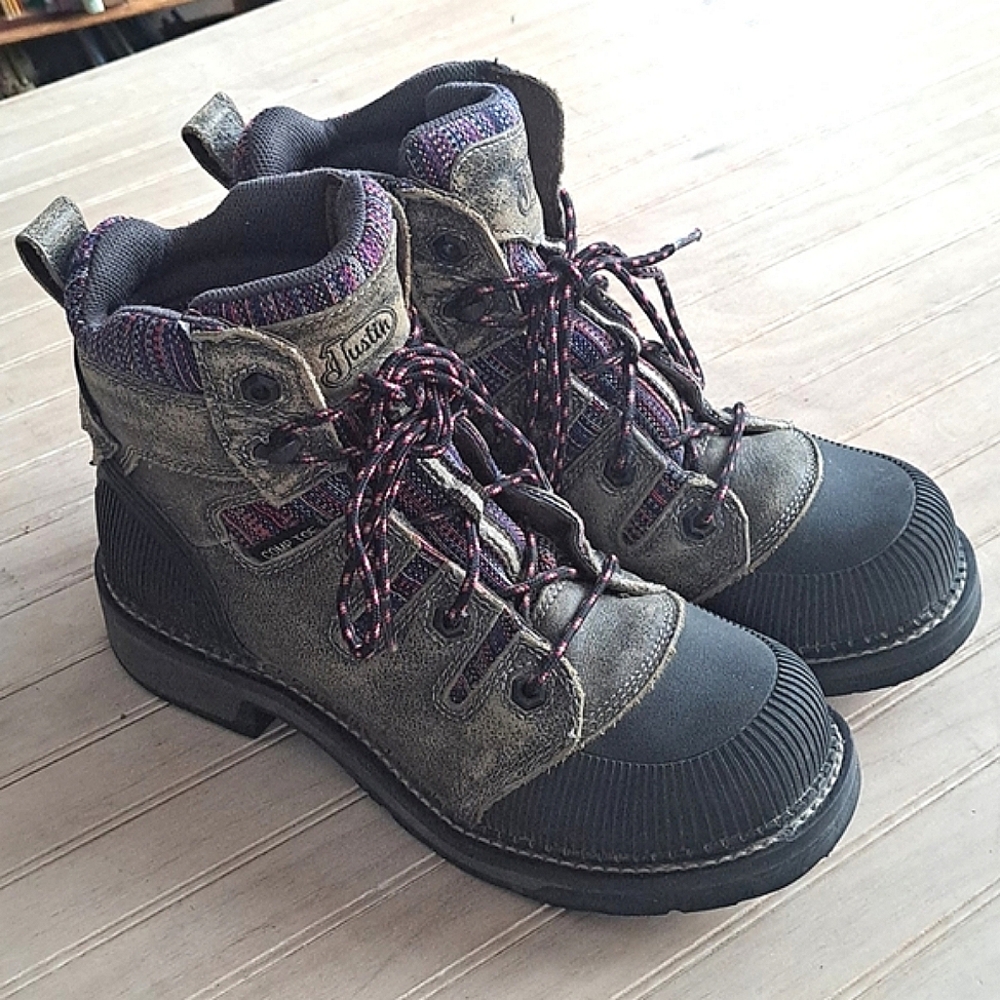 Justin WKL995 Women’s Comp Toe Work Boots Distressed Leather Combat Boots